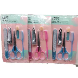 Five-piece tool combination file eyebrow clip nail scissors ear spoon eye shadow brush makeup tools wholesale