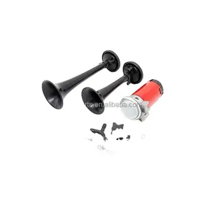 KTD 24v 12v 2 Trumpets Pipes Easy Install Plastic Super Loud Sound Speaker Truck Air Train Horn Kit For Car