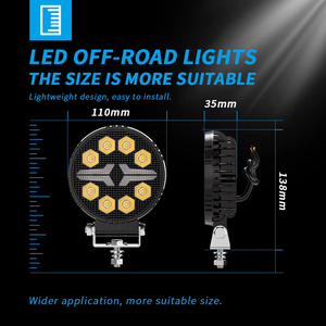 Dxz 18W 4 inch 4x4 Spotlight 8-LED trắng + hổ phách DRL xe tải dẫn đèn làm việc 6500K màu đen mới bao gồm đèn pha vuông - Product Image 3