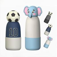 Nuevo Vaso Aislado con Cabeza de Animal de Dibujos Animados, Superventas. Vaso Infantil Personalizado de Acero Inoxidable 304 con Diseño de Balón de Fútbol