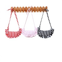 Nouveau sac bandoulière rétro rayé à volants en forme de croissant, grande capacité, avec fermeture éclair, sac à l'épaule décontracté pour filles