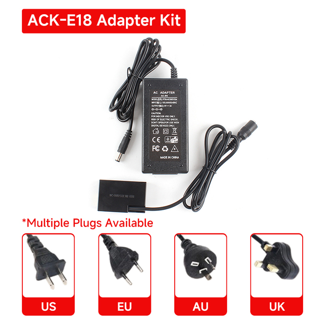 In Stock Overload Protection AC Power Supply Charger ACKE18 for Canon EOS 750D 800D R50 Rebel T6i T7i Camera Adapter Kit ACK-E18