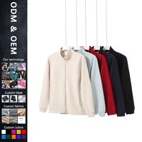 Fabricants de vêtements personnalisés 380 grammes couleur bloquée Double fermeture éclair col montant hommes pull cardigan manteau à manches longues.