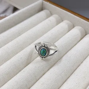 แหวนเงินสเตอร์ลิง925 1000S แหวนเทอร์ควอยซ์ย้อนยุคอินเทรนด์คลาสสิกที่กำหนดเองขายส่งแหวนปาร์ตี้สำหรับผู้หญิงโรงงานขายตรงขาย