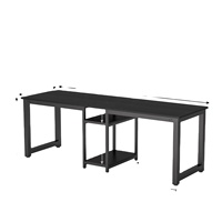 Bureau d'ordinateur noir pour deux personnes, vente en gros d'usine, surface en bois, design robuste, bureau extra long et large, moderne, pour l'étude et l'écriture