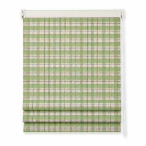 Store romain en lin tartan vert sauge, stores occultants scandinaves doux et légers sans perçage pour chambre et cuisine, faible MOQ, directement de l'usine - Product Image 1