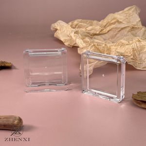 Fully Transparent Square Single Compartment Empty Cosmetic <b>Box</b> For Pressed Powder <b>Makeup</b> Organizer Portable DIY Sample Case - Product Image 4