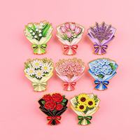 Broche en émail motif floral romantique, nouveau design, très tendance, mignonne, en métal, pour badge, Saint-Valentin
