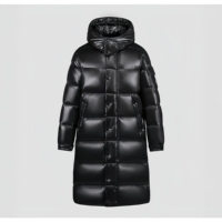 Veste d'hiver unisexe à la mode, en duvet moelleux, coupe-vent, infroissable, chaude, avec logo personnalisé, veste longue brillante de haute qualité