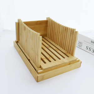 เครื่องตัดขนมปังไม้ไผ่ Sm ขนาด 32x21x17.5 ซม. พับได้ พร้อมถาดรองเศษขนมปัง สำหรับอุปกรณ์ทำขนมในครัว - Product Image 1