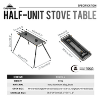Campingmoon Camping noir nouveau Design élégant barbecue extérieur en métal table de pique-nique pliante pour bidon de gaz