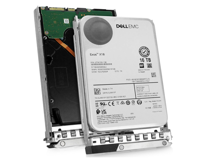 16TB 512e SAS Metal PowerEdge Enterprise Hard Drive for R440/R750/R450/T150/T40 Servers 7200RPM Hot-Swap Tray