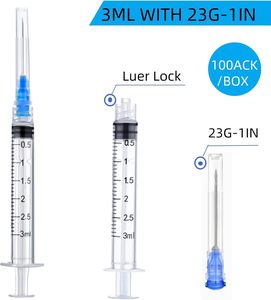 Seringue médicale jetable en plastique avec aiguille, 1ml, 2ml, 3ml, 5ml, 10ml, 20ml, 50ml, 60ml, à verrouillage rapide - Product Image 2
