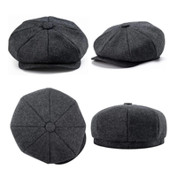 Bérets pour Hommes en Laine Chevron 8 Panneaux, Broderie Personnalisée, Style Rétro, Vente en Gros OEM