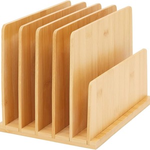 Organisateur de bureau en bambou à 5 niveaux, porte-documents de bureau, couleur bois naturel, étagère de rangement multi-compartiments pour documents - Product Image 5