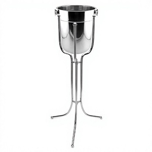 Ice Bucket with Stand Stainless Steel Wine Unique Bucket With Stand With <b>Bar</b> <b>Table</b> Stand Small Ice Bucket - Product Image 1