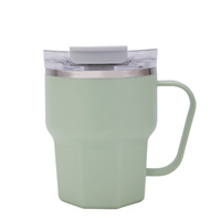 Mug à café personnalisable en acier inoxydable 304 de qualité alimentaire, violet et vert, avec couvercle à clapet en PP