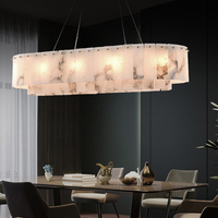 Lustre en albâtre de style nordique, luminaire suspendu, luxe léger, or, pour la maison, l'hôtel, simple, marbre, moderne, chambre à coucher, chevet