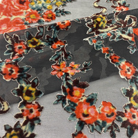 Tissu de velours de soie personnalisé de haute qualité25 % 75% VISCOSE tissu de velours de soie pure noire impression fleur tissu de velours textiles