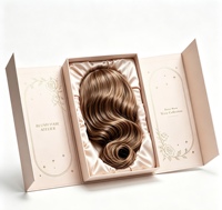 Boîte cadeau de luxe personnalisée à double ouverture magnétique en carton pour perruques et postiches de cheveux naturels, emballage de marque, utilisation en salon et pour cadeaux de festival
