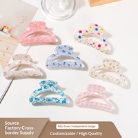 Pince à cheveux requin haut de gamme pour femme, motif floral, avec logo personnalisé, accessoire pour chignon ou coiffure arrière, pince à cheveux