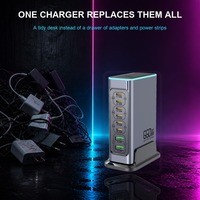Chargeur électrique GaN 660W, station de charge de bureau, 8 ports USB-C 6C2A PD 3.0 & QC3.0 100W, MacBook Pro, ordinateur portable, certifié CE