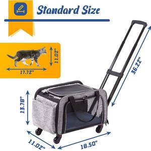 สายการบินสุนัขแมวที่ได้รับการรับรองผู้ให้บริการสัตว์เลี้ยงที่มีล้อและมือจับทนทานเป็นสองเท่าสำหรับสุนัขแมว - Product Image 5