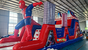 Gran oferta comercial personaje al aire libre Spiderman carrera inflable carrera de obstáculos Casa de rebote carrera de obstáculos inflable para niños - Product Image 5