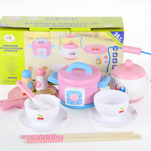 Creative Pretend Play DIY pink <strong>Wooden</strong> <strong>Kitchen</strong> Cooking <strong>Accessories</strong> Set Montessori Educational <strong>Kitchen</strong> <strong>Toys</strong> for Girls Kids - Product Image 1