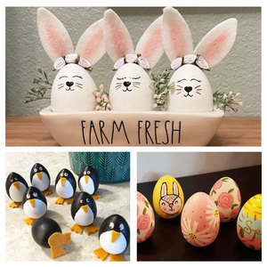 Wooden Simulated Eggs Natural Wood Color Duck Egg Shape DIY <b>Easter</b> Craft Toys For Children Pretend Play Painting Decorations - Product Image 5