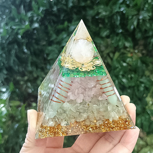 Crystal Pyramid Ornament With Quartz Sphere And Copper <b>Wire</b> Resin Epoxy <b>Craft</b> For Home Desktop Decoration - Product Image 2