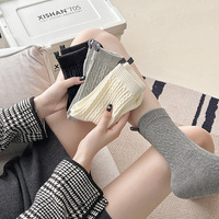 Chaussettes mi-mollet en coton tissé pour femme, style coréen-japonais, printemps-hiver