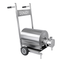 Pompe de transfert de vin DONJOY sanitaire en acier inoxydable 316 avec roue flexible en caoutchouc, chariot mobile et variateur de fréquence VFD
