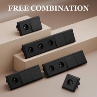 Combinación de enchufe francés 90*90 de enchufe de pared modular y marco curvo, accesorios para el hogar, enchufes de toma de corriente para PC para enchufe de la UE