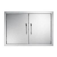 Panel Kayu Solid Stainless Steel Ukuran Kustom Kapasitas 50KG Dapur Luar Ruangan dengan Pintu Akses BBQ Terpasang untuk Hotel Restoran