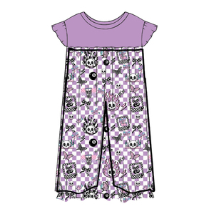<b>Milk</b> Silk Girls Ruffle Short Sleeve Jumpsuit,Custom Print Kids One Piece Romper - Product Image 5