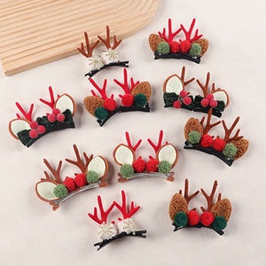 Nuova Molletta per Capelli con Corna di Renna in Cristallo 2025, Accessorio Natalizio Fatto a Mano per Bambini - Product Image 3