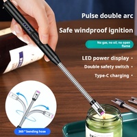Direct Fabricant Design Moderne USB Rechargeable Plasma ARC Bougie Briquet Long Bâton Crochet pour Cuisine Utilisation Bonne Qualité Type C