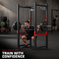 REYK – Support de fitness multifonctionnel en acier pour entraînement de force, avec logo personnalisé, pour salle de sport à domicile, barre de traction, rack à squats et banc
