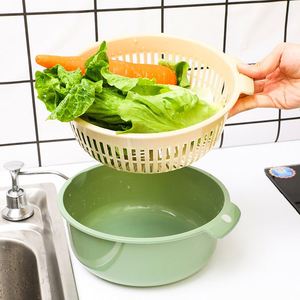 Cesta para Lavar Frutas y Verduras, Cesta de Drenaje Doble, Cesta de Almacenamiento de Plástico - Product Image 3