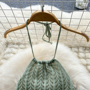 เดรสผ้าถักแขนกุดคอสำหรับผู้หญิงชุดราตรีวันหยุดเข้ารูป - Product Image 4