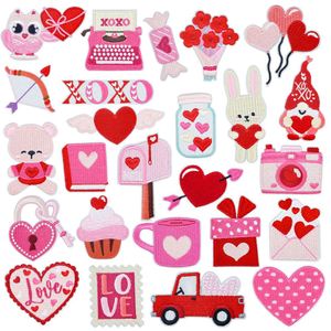 Iron on Embroidery pink Valentine Day love Heart Coffee Bear <b>Balloon</b> Wedding Patch for Girls - Product Image 2