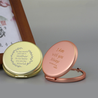 Portable Double-Sided Compact Makeup Mirror Simple Metal Circular Folding Design with Logo Polished Small Hand Cosmetic Mirror
