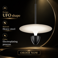 Lustre créatif nordique de luxe en fer forgé, design artistique simple et unique, forme de soucoupe volante, pour salle à manger