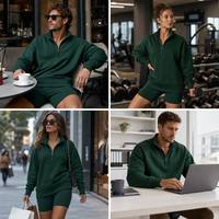 Sudadera Personalizada de Alta Calidad con Cierre de Cremallera de un Cuarto, para Club Deportivo, Mujer, Manga Larga, Cuello Alto, Lisa, de Algodón, para Gimnasio