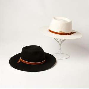 Sombreros Fedora Blancos de Fieltro de Lana Australiana de Ala Ancha H628D, Sombrero Fedora de Fieltro de Lana para Adultos, Sombreros Fedora de Lana para Caballero - Product Image 1