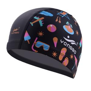 Bonnet de bain imprimé Yongbo pour enfants et étudiants, motif plage rose, bonnet de sport aquatique - Product Image 5