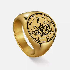 Anillo de Acero Inoxidable R678, Llave Menor de Salomón, Sello de Asmodeus, <span class=keywords><strong>Ars</strong></span> <span class=keywords><strong>Goetia</strong></span>, Amuleto, Talismán, Joyería, Anillos Grabados con Láser - Product Image 5