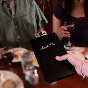 Restaurant PU Leather Modern Portable Check <b>Presenters</b> Quick Shipping Guest Card Holder Bill Holder with Gold Thank You Imprint - Product Image 4