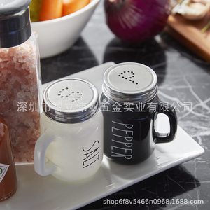Bouteille d'assaisonnement transfrontalière, flacon pulvérisateur à trous pour barbecue, pot à assaisonnement pour viande et steak, pot à sel, tasse en verre avec poignée - Product Image 4